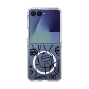 Galaxy Z Flip7 Clear Magnetic Case FACE MOSAIC SKETCH 4 CLEAR CASE IPHONE, ABSTRACT MINIMAL PEOPLE MEN ILLUSTRATION By Ebi Emporium