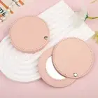 Compact Mirrors Unbreakable Stainless Steel Mirror With PU Leather Makeup Mir AY