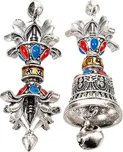 [OHPHCALL] Metal Vajra Pestle Pendants Diy Charms for Jewelry Making Retro Style Keychain Ornament 2pcs