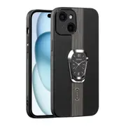 For Iphone 15 Magnetic Litchi Leather Back Phone Case With Holder
