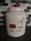 BRAND NEW RAE DUNN SANTA'S COOKIES MILK CHUBBY CANISTER COOKIE JAR W LID CERAMIC