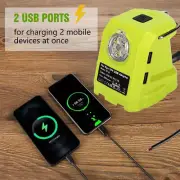 9W LED Work Light For RYOBI 14.4V-18V Li-ion Battery Adapter Dual USB Converter