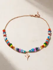 [Diane Kordas] Diane Kordas - 14-karat Rose Gold, Enamel And Diamond Anklet - One size One size Gold
