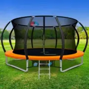 12Ft Round Trampoline With Basketball Hoop Kids Outdoor Enclosure Safety Net Pad