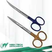 2 PCS IRIS SCISSORS STRAIGHT+CURVED SURGICAL 4.5" COLOR CODED STAINLESS STEEL CE