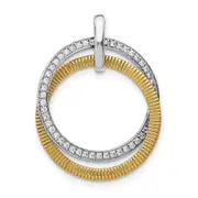 Solid 14k Two-tone 1/4ct. Simulated CZ Entwined Circles Pendant