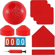 Kickball Set with Bases and Ball - 8.5" Kickball, Rubber Throw Down Bases, Sports Traning Cones, 12" Pump and 14" Scoreboard - Perfect for Kids and Adults - Playground and Backyard Game