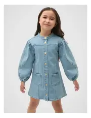 [Seed Heritage] Panelled Denim Dress in Light Wash