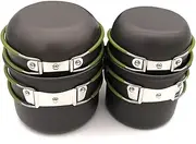 : Camping Cookware Set Campfire Cooking U ils Folding Cookset Hiking Backpacking Pot Bowls Mesh Carry Bag Green One Size
