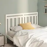 Solid Wood White Queen Size Headboard for Bed Frame, Elegant Pine Finish, 141 cm Wide, Rustic Home Bedroom Decor