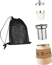 kokiya Portable Tea Set Chinese Kung Fu Teapot Set Easy to Clean with 4 Teacups Camp Tableware for Office Fishing Business Trips