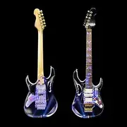 YoungMonic Crystal Transparent Electric Guitar Maple Acrylic Body Guitar Blue LED Light (SSS Style)