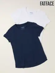 FatFace Natalie Navy/White 2 Pack Plain T Shirt (W28049) | $81