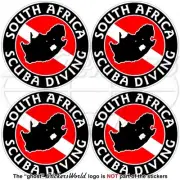 SOUTH AFRICA SCUBA DIVING Flag-S.African Map Shape Circular Stickers 50mm x4