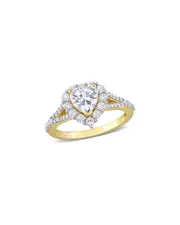 Rina Limor Gold Over Silver 2.44 ct. tw. Sapphire Halo Heart Split Shank Ring
