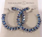 Nordstrom Treasure & Bond Wrap Metallic Silver Hoop Earrings NWT 35.00 BLUE