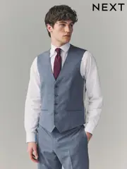 Light Blue Textured Suit Waistcoat (E93211) | $100