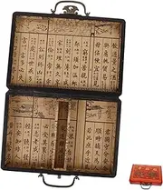 Outanaya Traditional Mahjong Tiles Storage Box Wooden Mahjong Case Buckle Large Capacity Lidded Storage Box Practical Mahjong