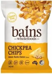 Bains Wholefoods Chickpea Chips Aussie Nacho Cheese G/F 100g x 12