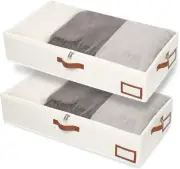 Yawinhe Under Bed Storage Containers, 2 Pack 23.6x11.8x6in/2-Pack, Beige