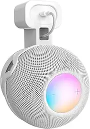 HeyMoonTong Outlet Wall Mount Holder Stand Fits for Apple HomePod Mini, A Space-Saving Accessory for HomePod Mini Smart Home Speakers with Cord Management, Hide Messy Wires (White)