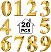 3D Mailbox Numbers 0-9 Self-Adhesive 2 Inch Address Number 2x1 2 inch, Golden