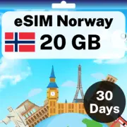 eSIM Norway - 20 GB - 30 Days - Travel eSIM | QR code activation
