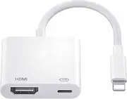 HDMI Adapter compatible with i Phone iPad, 1080P HDMI Adapter for iPhone to TV Sync Screen Video & Audio Digital AV Converter with Charging for iPhone, iPad, iPod on HDTV/Projector/Monitor