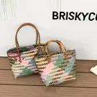 Retro Imitation Rattan Large Capacity Woven Strapless Vegetable Basket Handbag