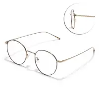 在飛比找momo購物網優惠-【CARIN】鈦金屬 圓框光學眼鏡 NewJeans代言(黑