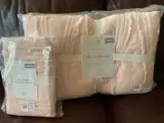 Pottery Barn Kids Wave Recycled Twin Quilt Standard Sham Blush peach New Girls