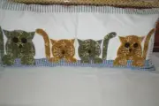 Bench cushion cover Machine sewing patchwork and applique handmade 15"x 38"