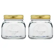2x Pasabahce Homemade 300ml Glass Preserving Jar w/ Lid Kitchen Container Clear