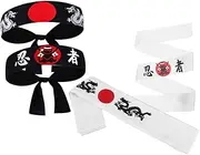 [Toddmomy] 4pcs Japanese Style Headbands Elastic Multi Functional Decorative Headbands for Sports Competitions and Parties Breathable Hair Accessories