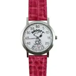 卡漫城 - SNOOPY 手錶 旋轉時針 ㊣版 皮革 紅色 史努比 女錶 卡通錶 史奴比