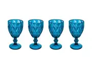 Casa Domani Deanna Wine Goblet Glasses - Set of 4 - Blue