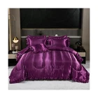 Silk Like Satin Comforter Set with Sheet Set Queen 8 Pcs Purple Satin Bedding...