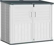 [Greesum] Outdoor Storage Shed Without Divider, 32 Cu.ft Outdoor Waterproof Storage Cabinet for Garden Tools, Pool Storage, Garbage Cans, Beige