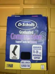 Dr Scholls Compression Support Knee Socks Women S(4-5) Black Closed Toe