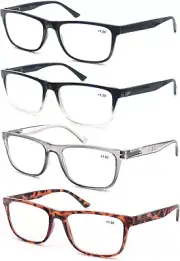 Reading Glasses 1.5 Oversized Large Square Men Readers 4 Pack,Lightweight Cheate