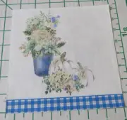 THREE DECORATIVE LUNCHEON NAPKINS for DECOUPAGE "Blue Hydrangea Harvest"