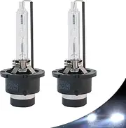 2 PCS Car D2S HID Xenon Bulb, Super Bright Car Light White Light 6000K with Metal Stents Base, Plug and Play Bulb Waterproof Original Replacement, Universal Accessories for Most Car (Silver)