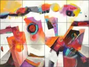 Abstract Tile Backsplash Warren Cullar Art Ceramic Mural WC150