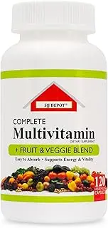 120 Multivitamin Fruit and Vegetable Liquid Capsules, Loaded Multivitamins, Supplements by SJJ Depot, Multiple Vitamin has Joint Heart Brain Antioxidants, Daily Women Men Senior Adult Multi Vitamins