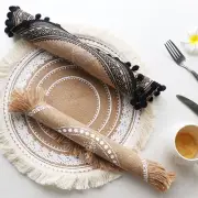 Nordic Style Cotton Linen Placemat Hand Woven Round Table Mat for Kitchen