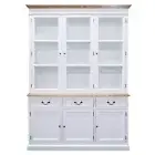Hamptons Buffet Hutch Tempered Glass Display Cabinet Bookcase with Drawers White
