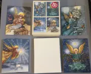 Lot (17) Vintage Unused Assorted “Angels on High” Christmas Cards Pastel Picture
