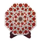 21" Marble side corner table top semi precious stones pietradura inlay