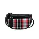 BURBERRY Tartan Olympia 經典格紋帆布翻蓋斜背包(黑色)