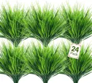24 Bundles Artificial Plants Outdoors Fake Wheat Grass Faux Greenery Stems Pl...